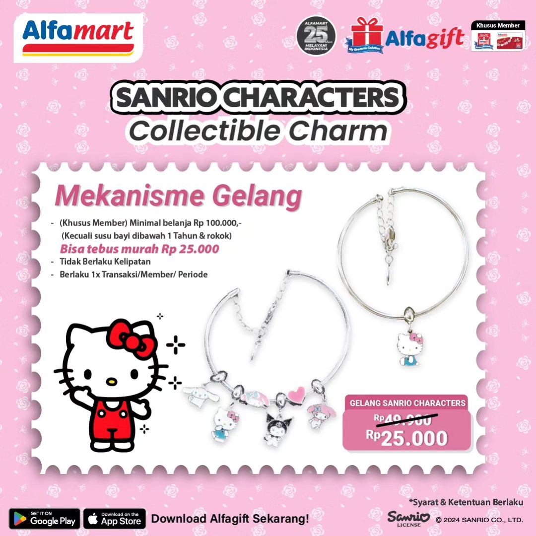 RacunBelanja's tweet photo. Alfamart Sanrio Characters Collectible Charm
🗓️ Mulai 16 Juni 2024

Belanja minimal Rp50.000 akan mendapatkan 1 Stamp (berlaku kelipatan) dan kumpulkan 15 Stamp untuk mendapatkan GRATIS produk Sanrio Character atau 10 Stamp + Rp9.900 https://t.co/3lxyi94Q4h
