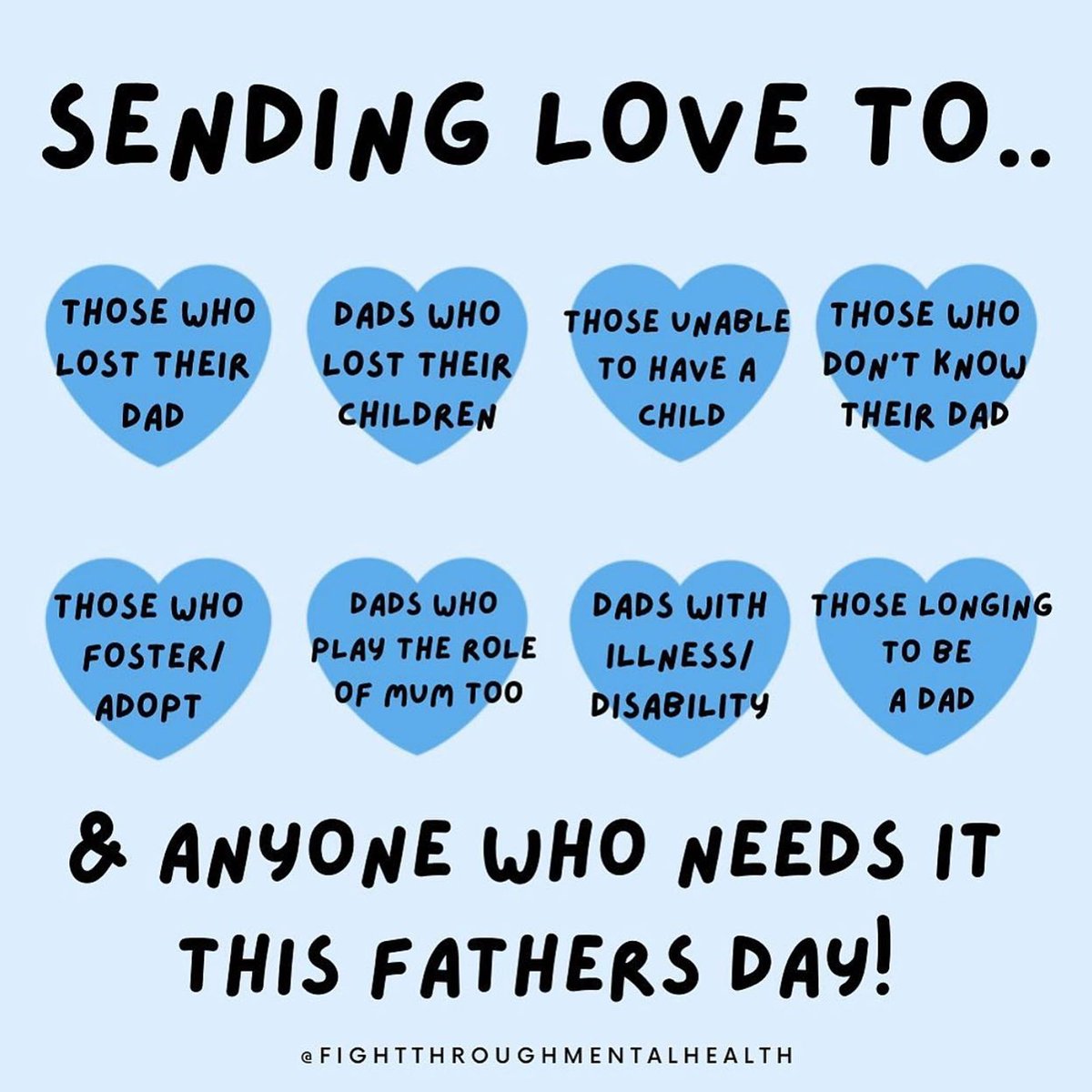 Mind (@mindcharity) on Twitter photo Sending our love to all of you on #FathersDay – especially to those struggling on a day that can be tough for all sorts of reasons 💙
Thank you to <a href="/FightThroughMH/">Fight Through Mental Health</a> for the lovely illustration. Sending our love to all of you on #FathersDay – especially to those struggling on a day that can be tough for all sorts of reasons 💙
Thank you to <a href="/FightThroughMH/">Fight Through Mental Health</a> for the lovely illustration.