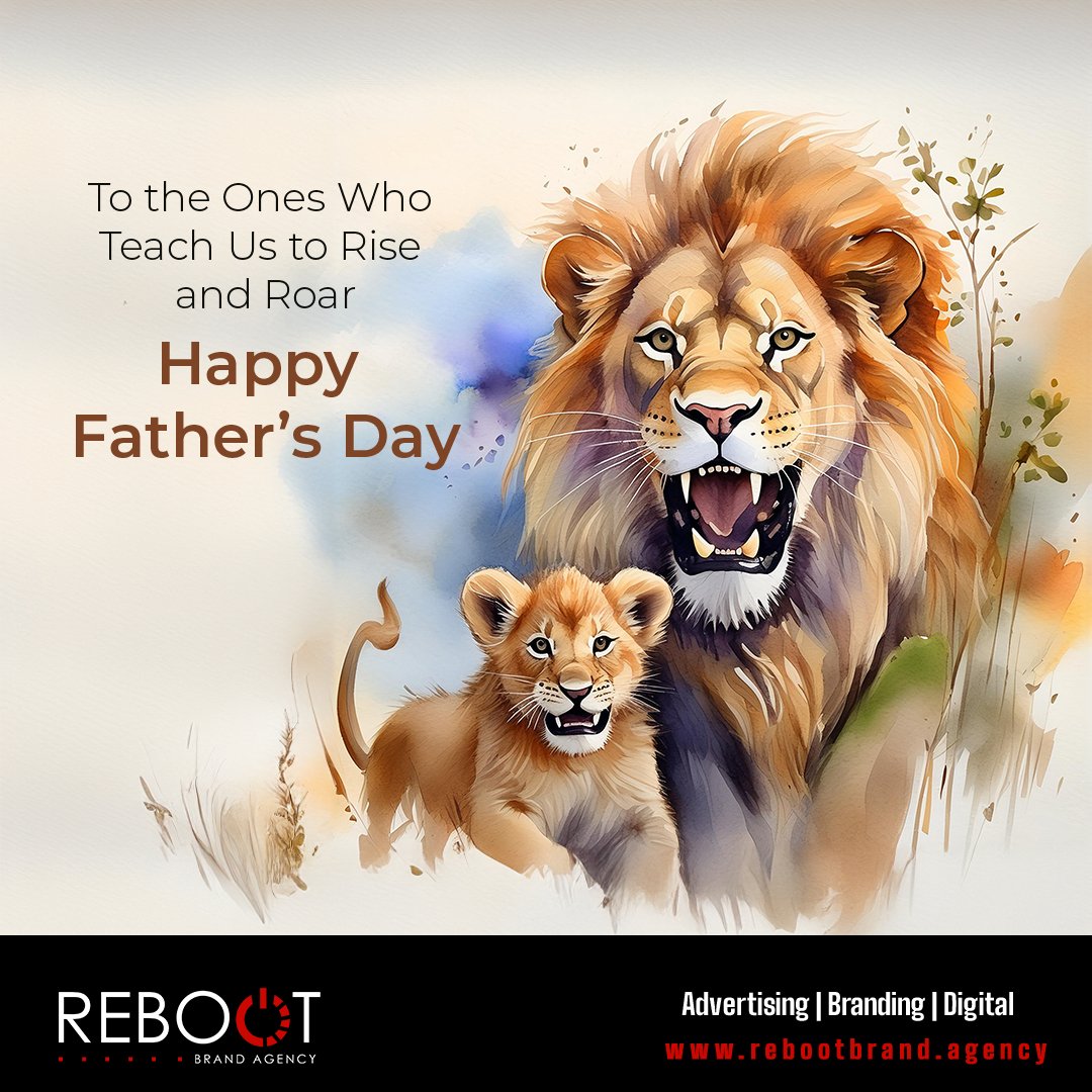 Rebootbrand's tweet photo. In the jungle of life there's nothing quite like dad's tough love, ever giving us strength. He leads us to height with wisdom &amp; might. Always by our side, he shows how to rise &amp; roar with pride. Let's nuzzle our love for him, today &amp; everyday.

#HappyFathersDay #RebootBrandAgency https://t.co/Nyc5SDAhIx