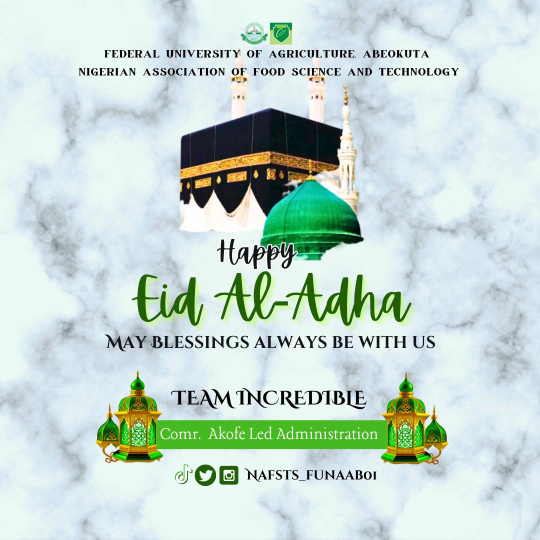 Nafsts_Funaab01's tweet photo. Eid Mubarak to all Muslim brothers and sisters.
May Allah accept it as an act of iba'adah.
#NAFSTSITES
#TeamIncredible๐ https://t.co/kD34ZgDFqP