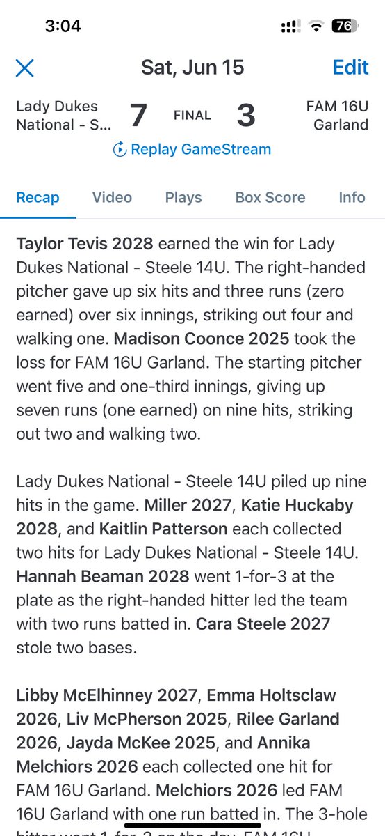 Strong pitching today by <a href="/TaylorTevis2028/">Taylor Tevis</a> and <a href="/CaraSteele2027/">Cara Steele 2027</a>. Way to go, girls! <a href="/ExtraInningSB/">EXTRA INNING SOFTBALL</a> <a href="/LinedMedia/">Lined Media</a> <a href="/LegacyLegendsS1/">Legacy & Legends Softball</a>