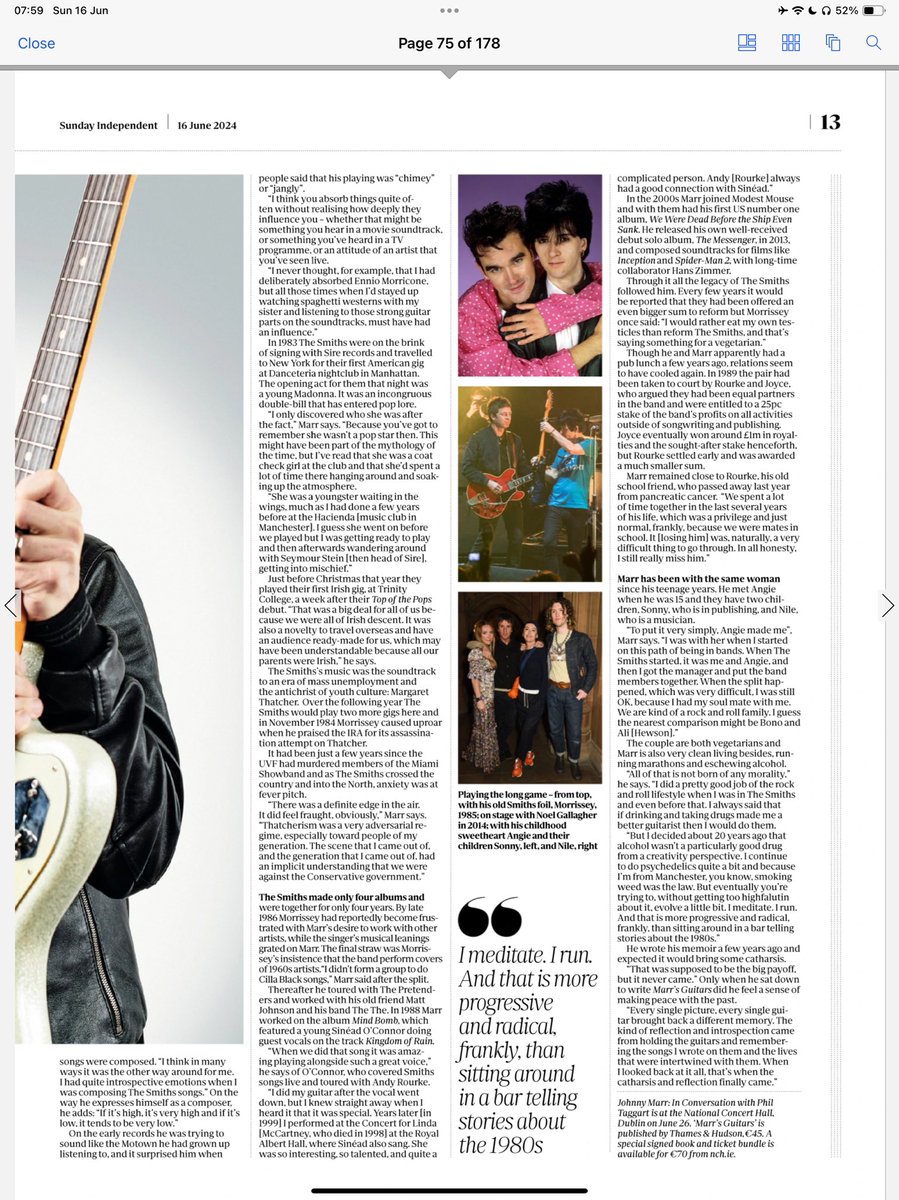 For all you #johnnyMarr fans in the twitterverse … enjoy .. courtesy of this mornings <a href="/Independent_ie/">Irish Independent</a> <a href="/seanymanu9/">Seany Barr</a> <a href="/DonnyKeane/">Donny Keane</a> <a href="/kildarejoe/">Joe Donnelly</a> <a href="/charmingmenband/">These Charming Men</a> <a href="/StackWax/">Stack of Wax🐀</a> <a href="/Jiboom21/">Paul</a>