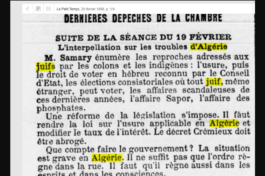 ArchimbaudGang's tweet photo. 1898,
Dans son allocution devant l'Assemblée,
Samary évoque également le scandaleux décret d'Isaac Jacob Adolphe Crémieux qui se faisait opportunément appeler "Adolphe Crémieux" 
#IsaacJacobCrémieux #Rothschild #Algérie #Jaurès #Samary #Crémieux https://t.co/oRI2Zv1oZ4