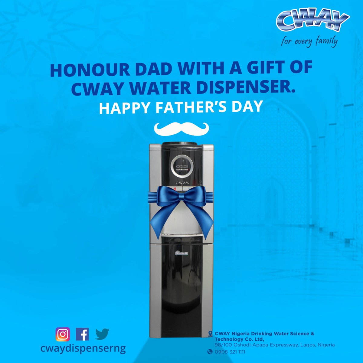 CwayDispenserng's tweet photo. Make this Father's Day special with the perfect gift! ๐๐ง Give Dad a CWAY Water Dispenser and ensure he stays hydrated and healthy. #HappyFathersDay #CWAYRefillWater #StayHydrated #BestGiftForDad https://t.co/8VUyV8T9FT