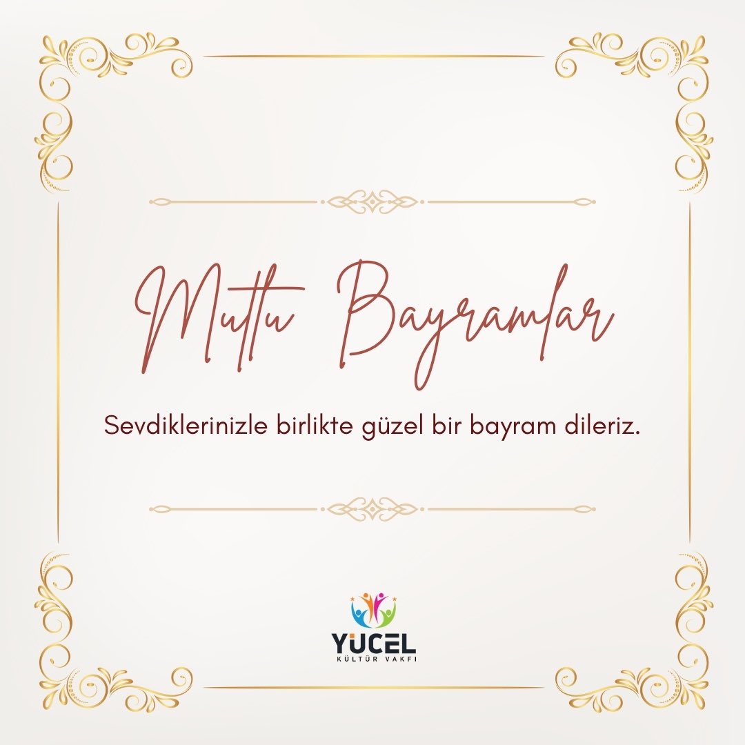 Sevdiklerinizle birlikte mutluluk dolu bir bayram geçirmenizi dileriz. İyi bayramlar! 💙

#yücelkültürvakfı #iyibayramlar #kurbanbayramı