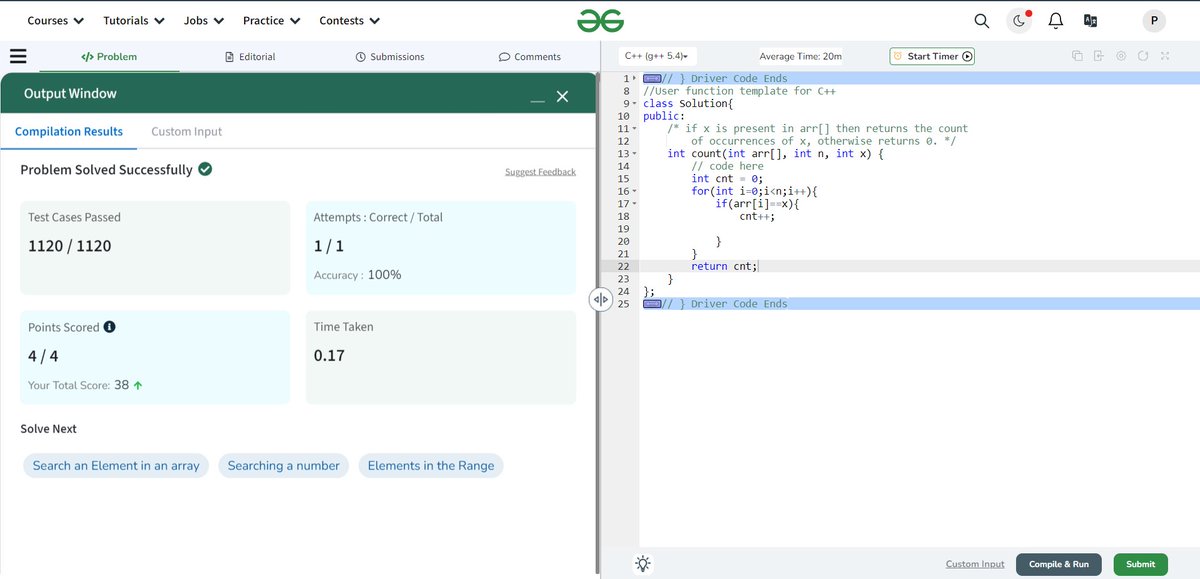 Princeishere0's tweet photo. Day 9 of #100daysofcodeCompleted with 3 questions of @striver_79 A2Z DSA sheet. Conceptual questions such as 
1. Count occurrences of a number in a sorted array with duplicates 
2. Search in Rotated Sorted Array I and Array II.
 #buildinpublic https://t.co/M4IjsWHIBI