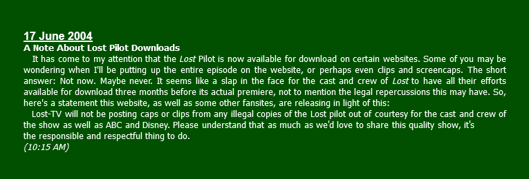 kuhpunkt's tweet photo. Lost History: 20 years ago the full 83 minute original cut of the Lost pilot was leaked and discussed in detail on message boards and blogs - more than three months before the official TV premiere. https://t.co/FctEREZqh4 https://t.co/eg3QF2EbbW