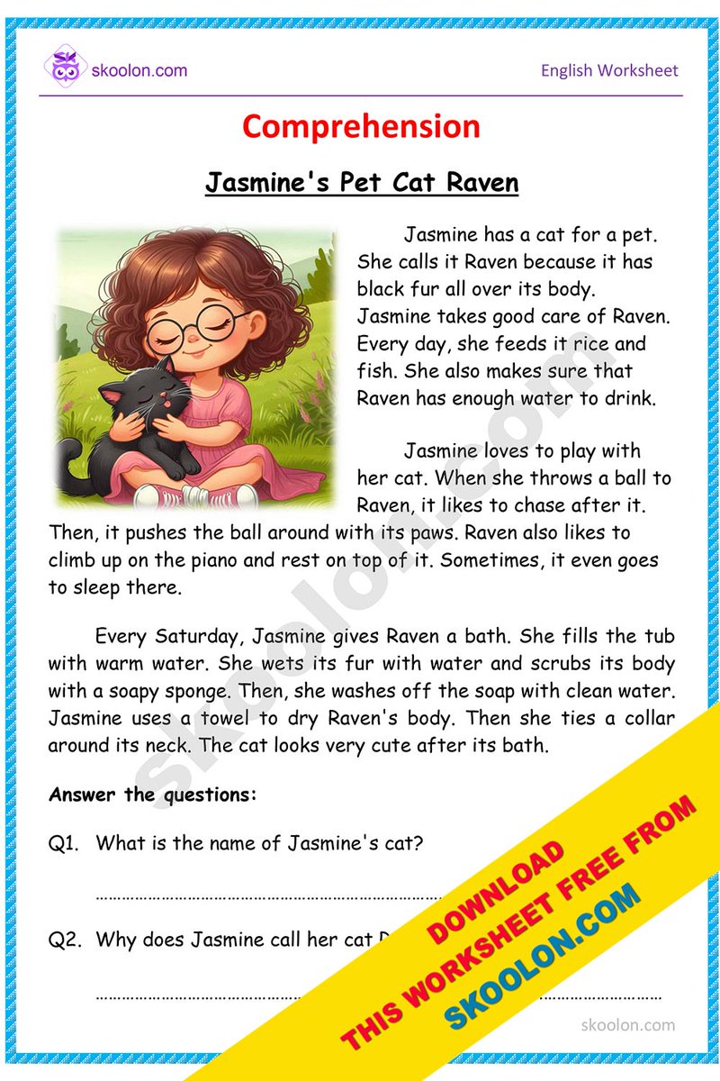 skoolondotcom's tweet photo. Get ready to dive into this exciting comprehension passage and test your reading skills!  Read carefully and discover the answers to the questions that follow. Let the learning adventure begin! 

Download more free worksheets from https://t.co/QnZTecQYRi

#freeworksheets https://t.co/3UXKZ12upz