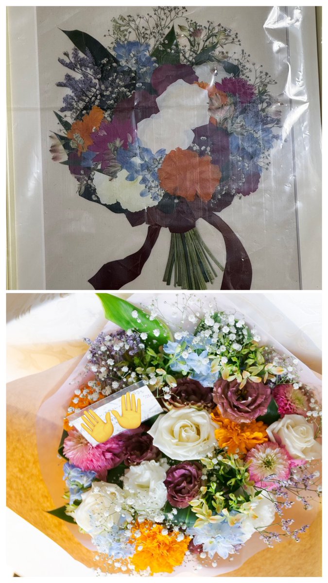 ri_quest's tweet photo. 昨日から無事新居へ移りました🏠😌
これからマイホームでのんびり暮らして
行けたらなと思います🌼🌼

そして1年前の結婚式での花束が一生残せる
形で返ってきました💐！
義理両親に感謝いっぱいです🙇‍♀️ https://t.co/jVJZZ3vJaY