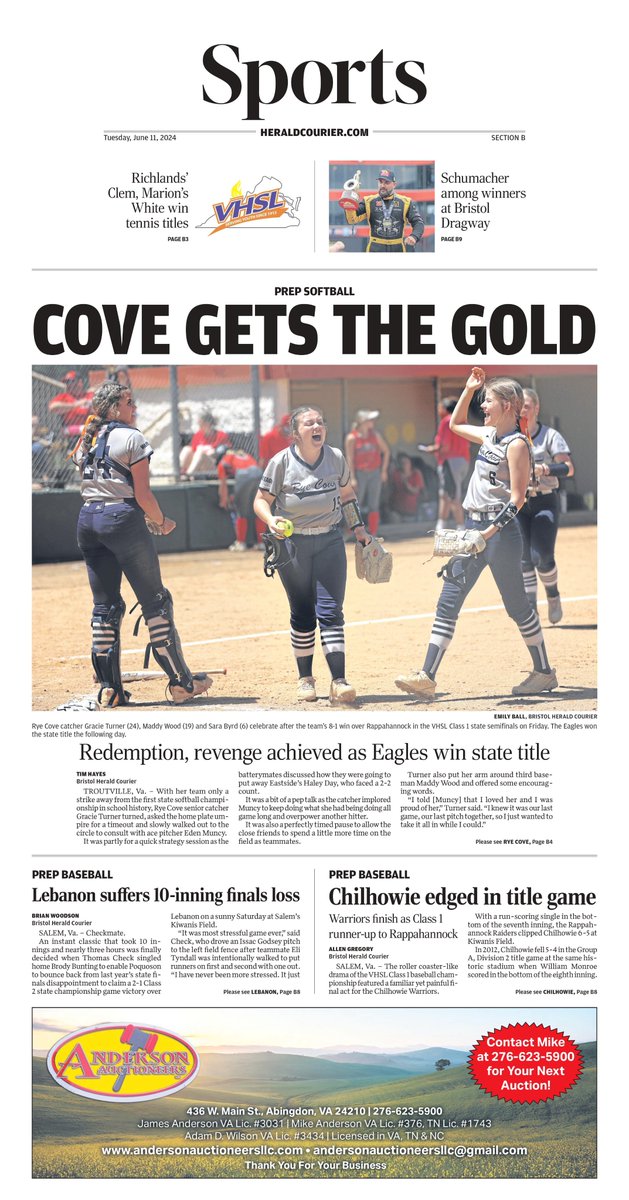 Hayes_BHCSports's tweet photo. Last week Rye Cove joined fellow Scott Countians Gate City as the only Far #SWVA schools to have won state titles in softball, girls basketball and volleyball:

Softball: 2024
Girls Hoops:  1987
Volleyball: Winter 2003, Fall 2003 https://t.co/jtmQfgSciH