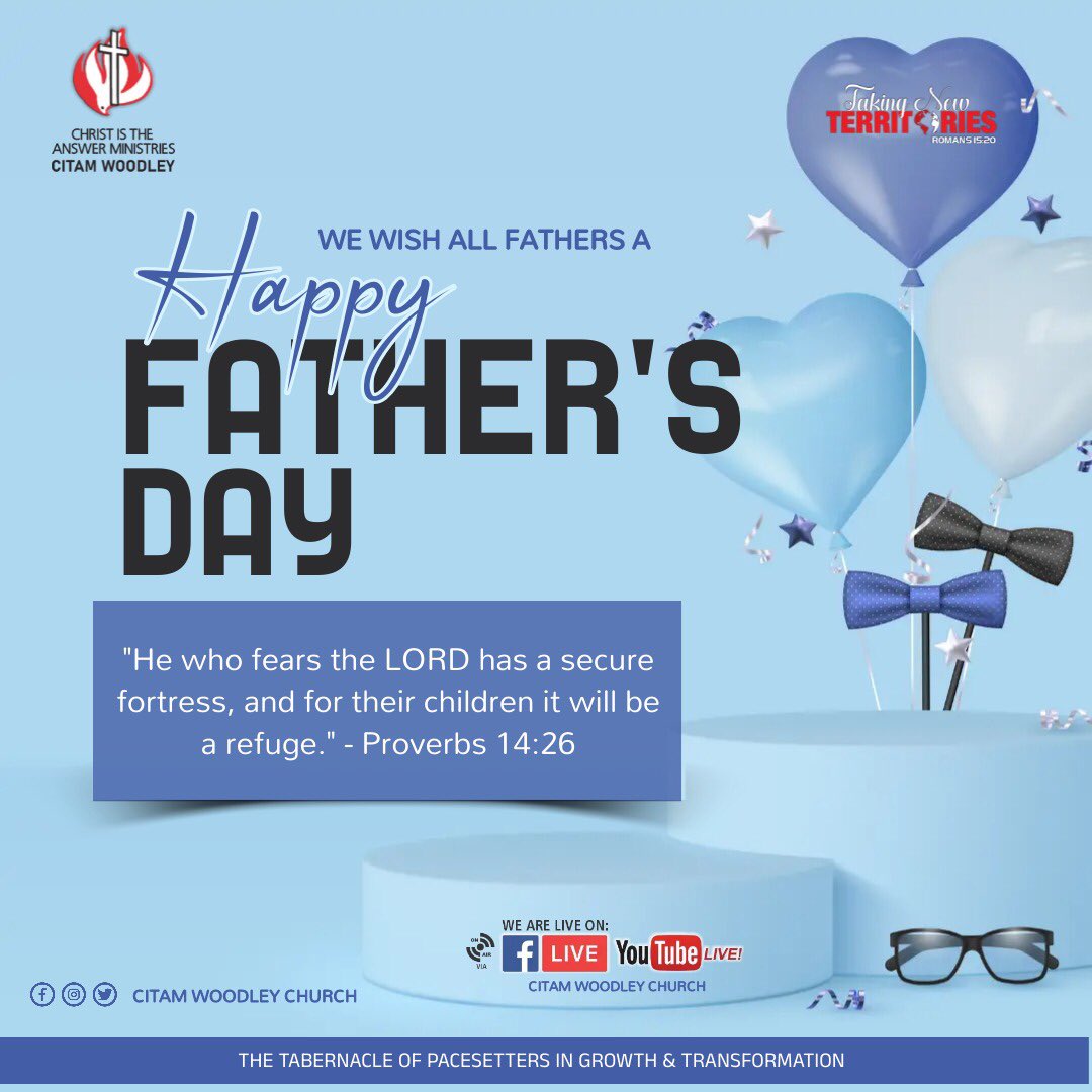 Citam_Woodley's tweet image. Happy Father’s Day to all Fathers, Fathers-to-be and Father figures in our lives.

May the Lord bless you for the love, support, and guidance you have accorded us.

Thank you for the roles you have played in nurturing us and the various hats you had to wear for us.

Thank You. 🙏