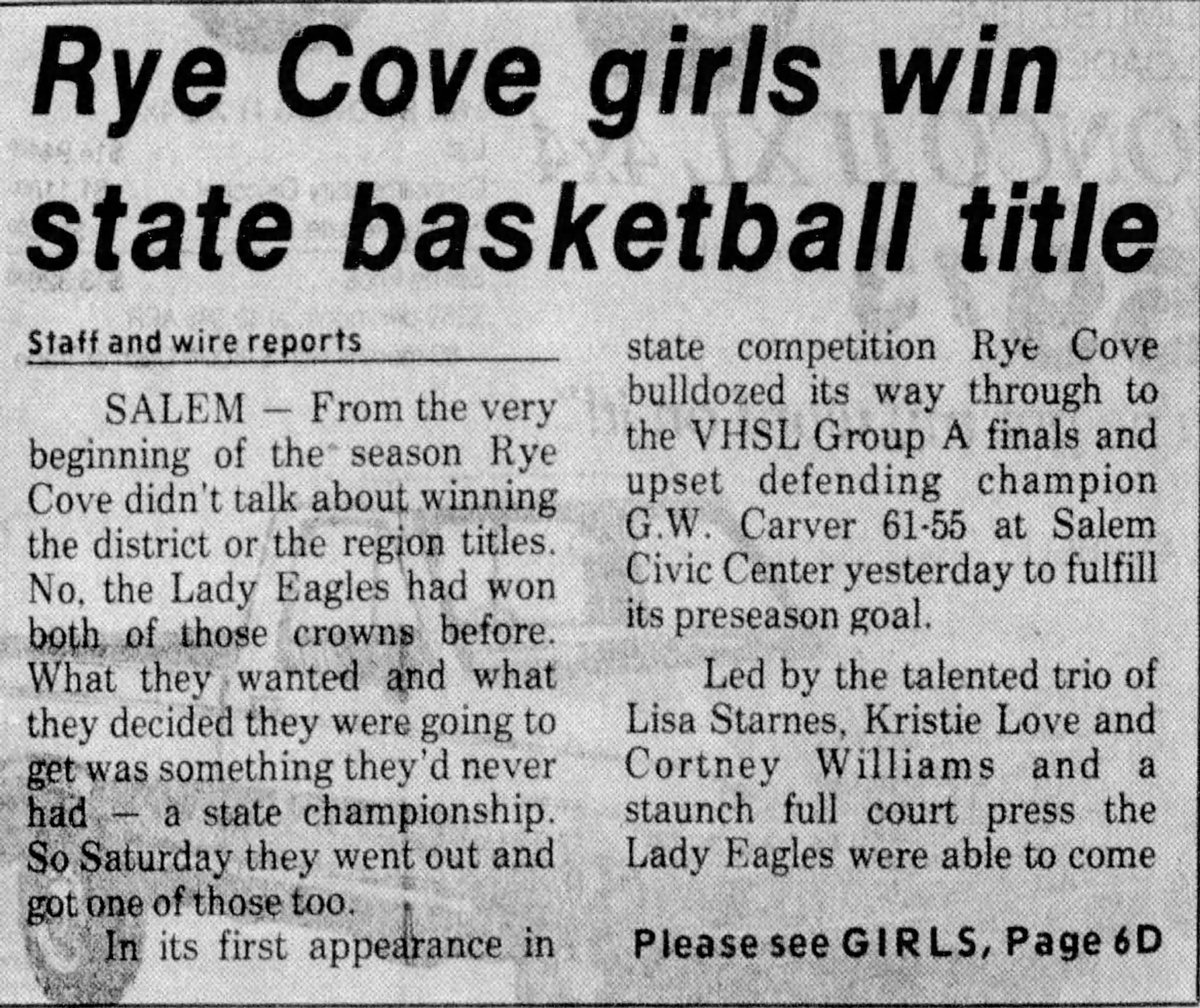 Hayes_BHCSports's tweet photo. Last week Rye Cove joined fellow Scott Countians Gate City as the only Far #SWVA schools to have won state titles in softball, girls basketball and volleyball:

Softball: 2024
Girls Hoops:  1987
Volleyball: Winter 2003, Fall 2003 https://t.co/jtmQfgSciH
