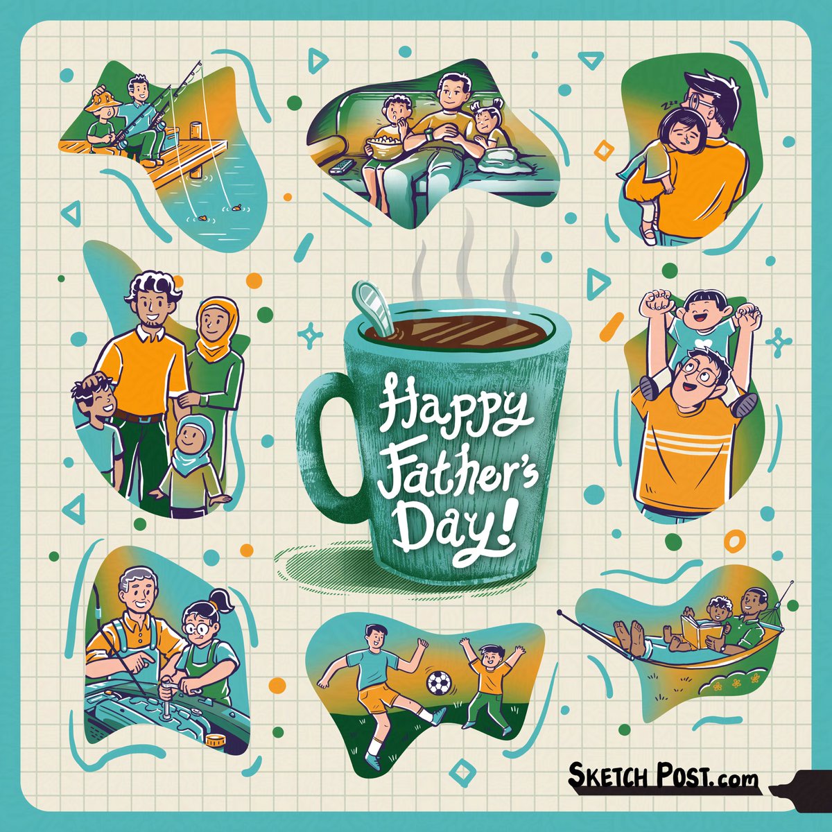 Sketch_Post's tweet photo. Dear DIY Dads, Dads with built-in GPS, or Kings of Dad Jokes... We appreciate and celebrate every one of you. 

We'll even laugh harder at your puns just for today.

Happy Father's Day
.
.
.
#HappyFathersDay #fathers #family
#randomshapes #illustration #drawing #digitalart #art https://t.co/Rg1rNkKuF5