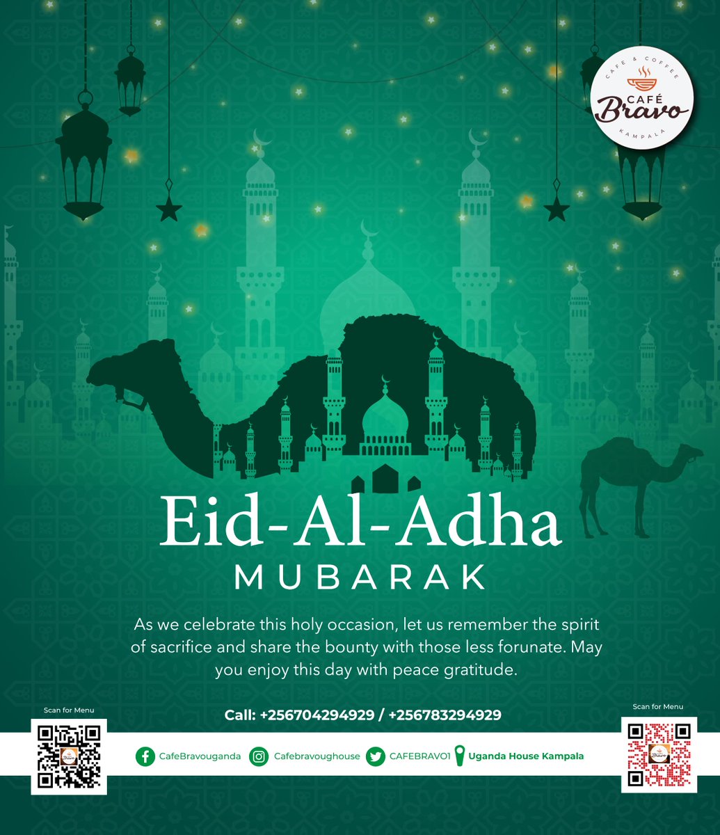 CAFEBRAVO1's tweet photo. Eid Mubarak to all our customers. Today we have offers on fried Chicken and Pizza. Visit us at Uganda House along Kampala road.
Joan| Aisha| Nansana|Apostle Grace Lubega https://t.co/0cESq0TXMk