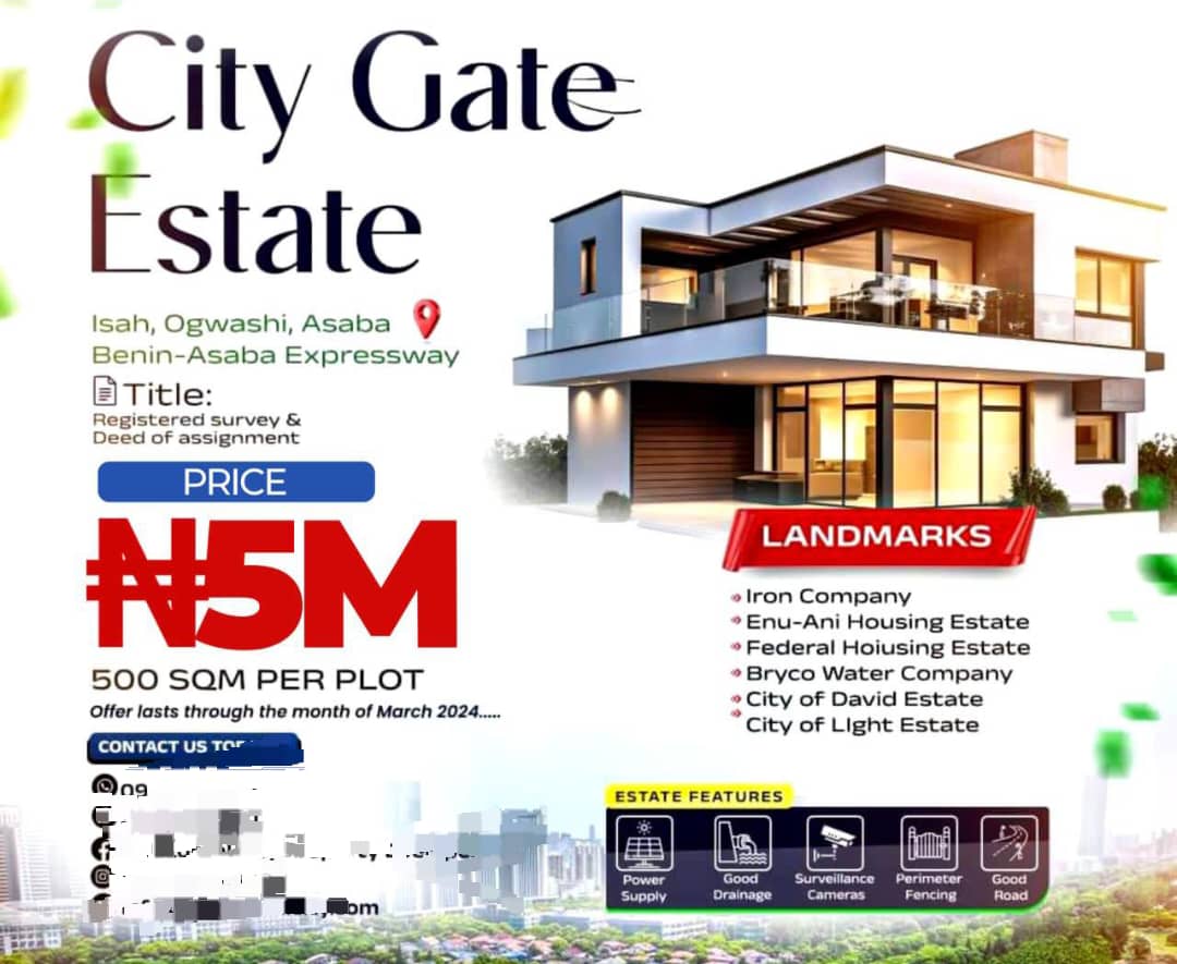 onestventures's tweet photo. City Gate Estate, Isah, Ogwashi, Benin-Asaba Expressway https://t.co/V9hfivCQSk