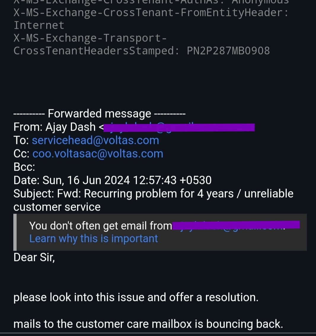 AjayDash74's tweet photo. @myvoltas Dear Team,
I need to #report an #issue recurring for past 4 years. All #mailbox suggested by #voltas  #customercare are full, Refer #screenshot .
Please #advise how to report. #voltasac #SummerHeat https://t.co/Vufsv9MqZV