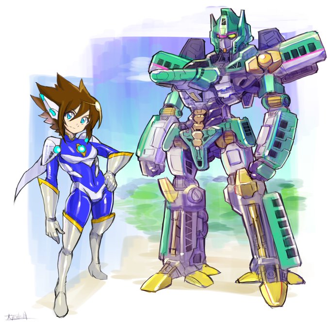 #ロボの前にキャラがいる絵 