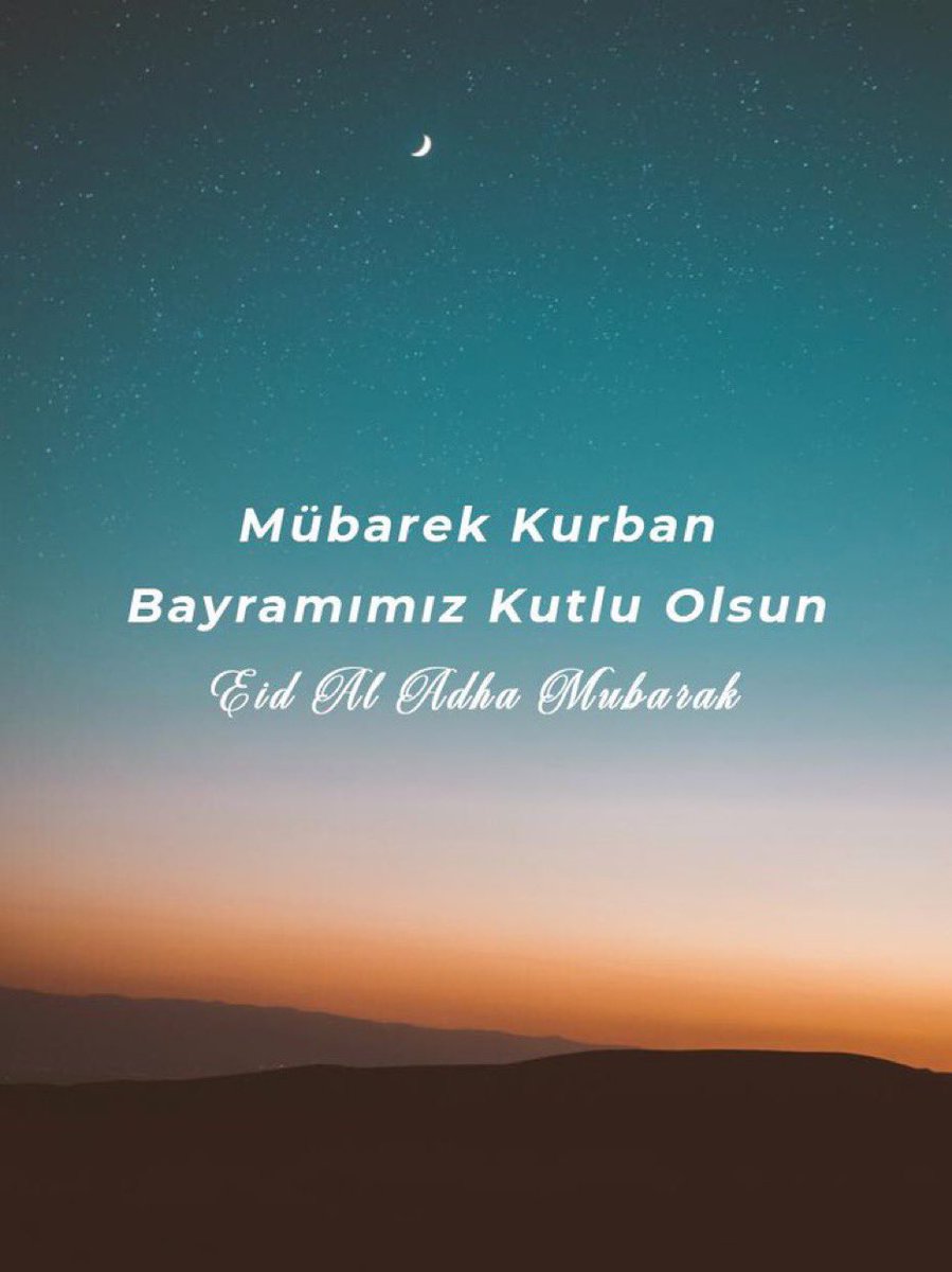 Kurban bayramınız mübarek olsun.  Dünyada barış, huzur getirmesi, acıları gidermesi, insanlara sevgi ve tevekkülü getirmesi, sevdiklerinizle bütün güzellikleri paylaşmanız dileğiyle. 🌹
Eid Mubarak. May the beauty of faith prevail over evil; May truth wash over falsehood &amp; peace