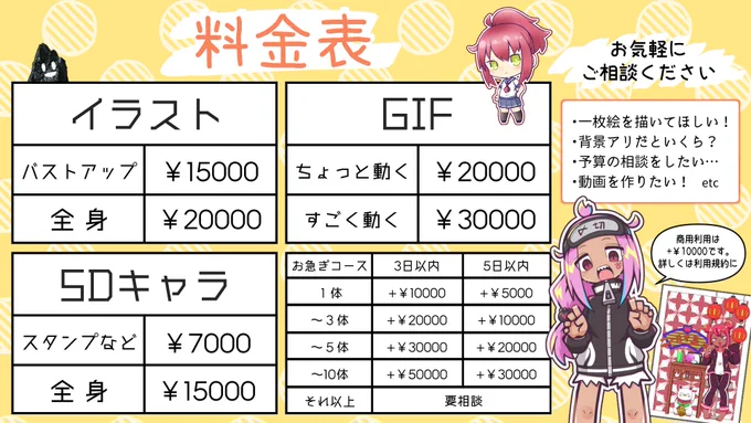 ✍️ご依頼受付中✍️

現在ある程度スケジュールに空きがありますので、ご依頼を受け付けております!

動くミニキャラやどこかで使えそうなネタ画像まで制作可能です!

ご連絡は当アカウントDMまで!!! 