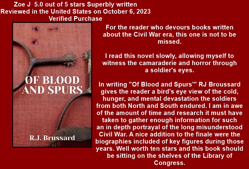 publishing_crow's tweet photo. @Elitelizzard Thank you
@Elitelizzard 
For hosting the writer’s lift

I’m R. J. Brussard, #author and history researcher

My first book a #historial #fiction about the last few years of the civil war

Of Blood And Spurs
https://t.co/tp7HesBXaC

#KindleUnlimited 
Reviewed by @barbdena5424 https://t.co/SeZjDDTGMW