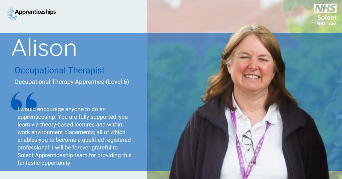 SolentNHSTrust's tweet photo. Meet Alison, Georgina and Laura 👋 

On behalf of the apprenticeship team, we're proud to announce that these three Occupational Therapy apprentices completed their apprenticeships this month! 

Learn more about apprenticeships at Solent 👉 https://t.co/e7dZs842Qj https://t.co/EiVmJvNvxw