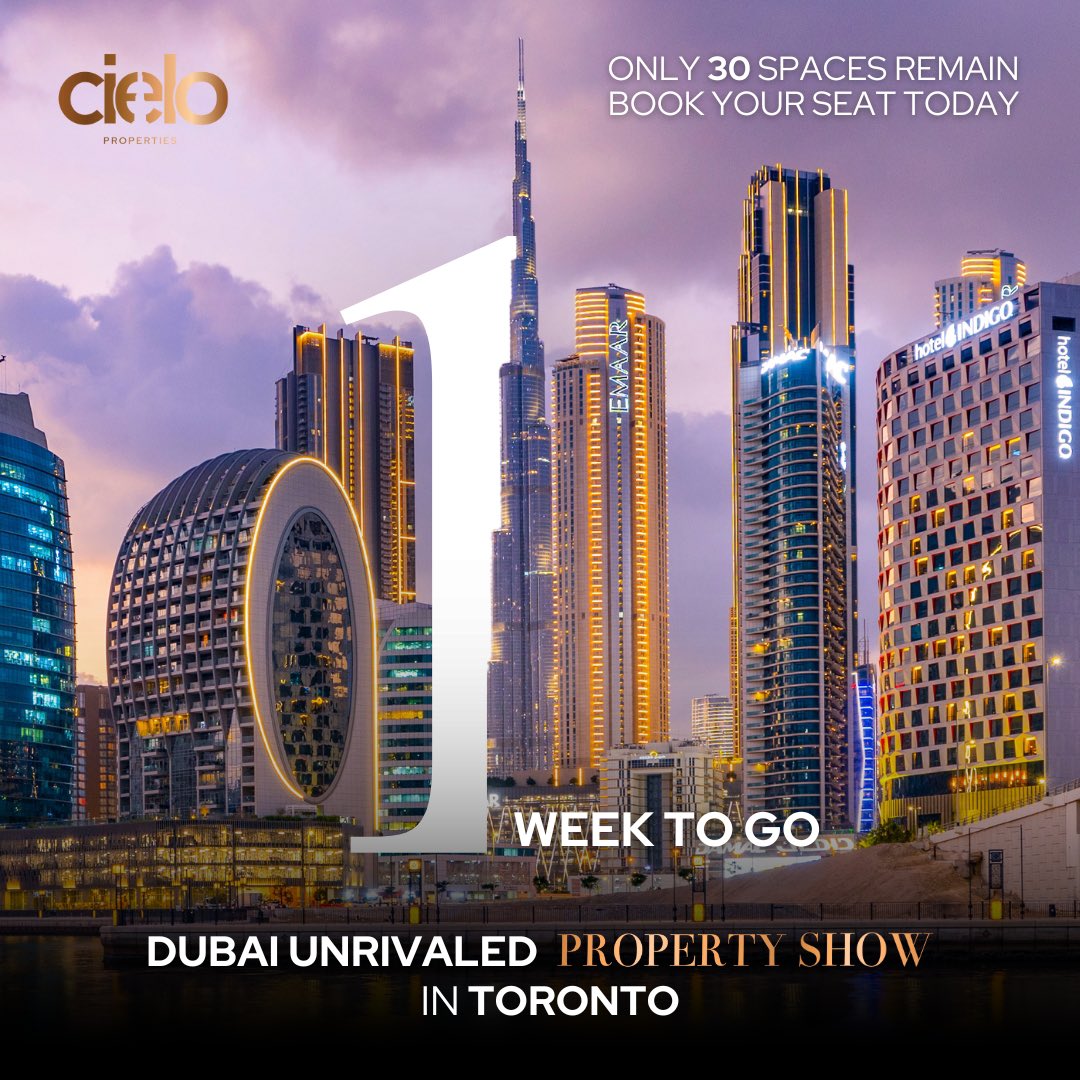 cieloproperties's tweet photo. ONLY 1 WEEK TO GO!

The exclusive Property Show: DUBAI UNRIVALED brought to you by Cielo Properties.

It’s all about Dubai and its property market - right from the source.

Join us Sunday the 23rd of June 2024 
Register at https://t.co/Ljvn6vrvfQ 

#whydubai https://t.co/RELfEI41YF