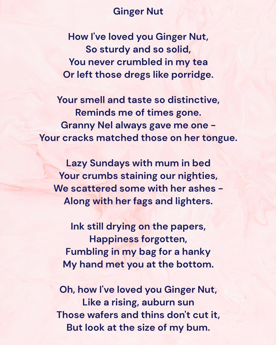 Hope you enjoy this - one of my old faves which I wrote around 10 years ago 🫚#poetry #poem #gingernut #sunday #dermatology #nurse