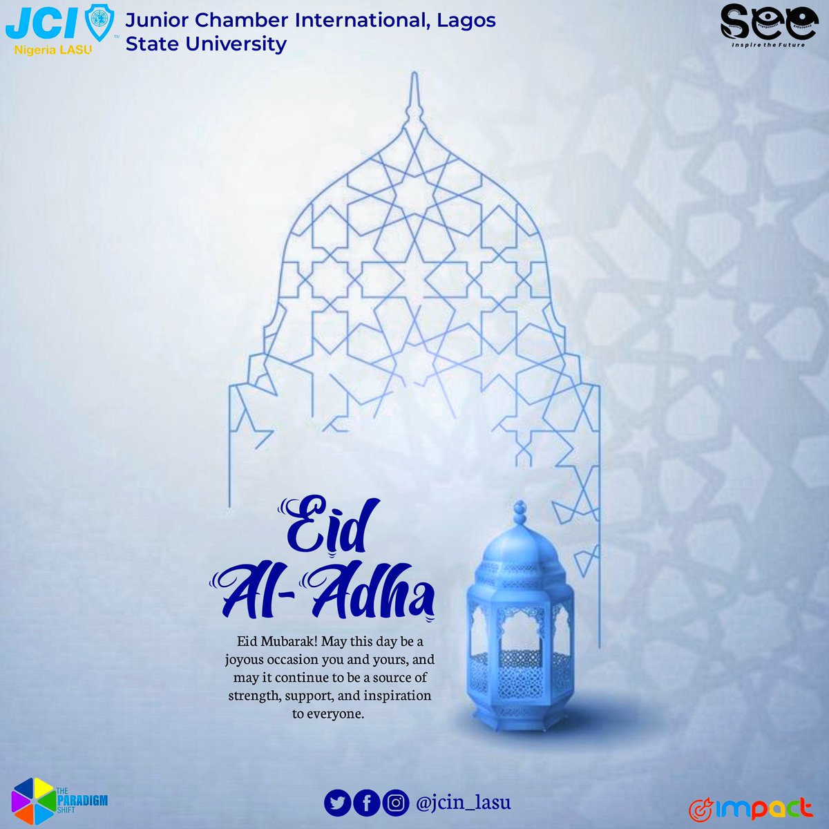 On this auspicious occasion of Eid Al-Adha, the JCIN LASU  family extends its warmest greetings and heartfelt wishes to everyone. 

Happy Eid Mubarak to our Muslim friends and family! May this day be a joyous occasion for you and your loved ones.