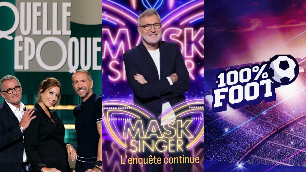 RomainActuTV's tweet photo. 📶 AUDIENCE 2e PARTIE DE SOIRÉE
⚫️ #QuelleEpoque (France 2) : 1,2M - 19,6%Pda
⏪ SEMAINE DERNIÈRE : 1,1M - 19,9%Pda
@LeaSalame, @CDechavanne, @philentourage8, @paulsaintsernin
🟣 #MaskSinger (TF1) : 803.000 - 9,7%Pda
@ruquierofficiel
🟢 #100Foot (M6) : 535.000 - 5,6%Pda https://t.co/rjZJ4nG7Rs