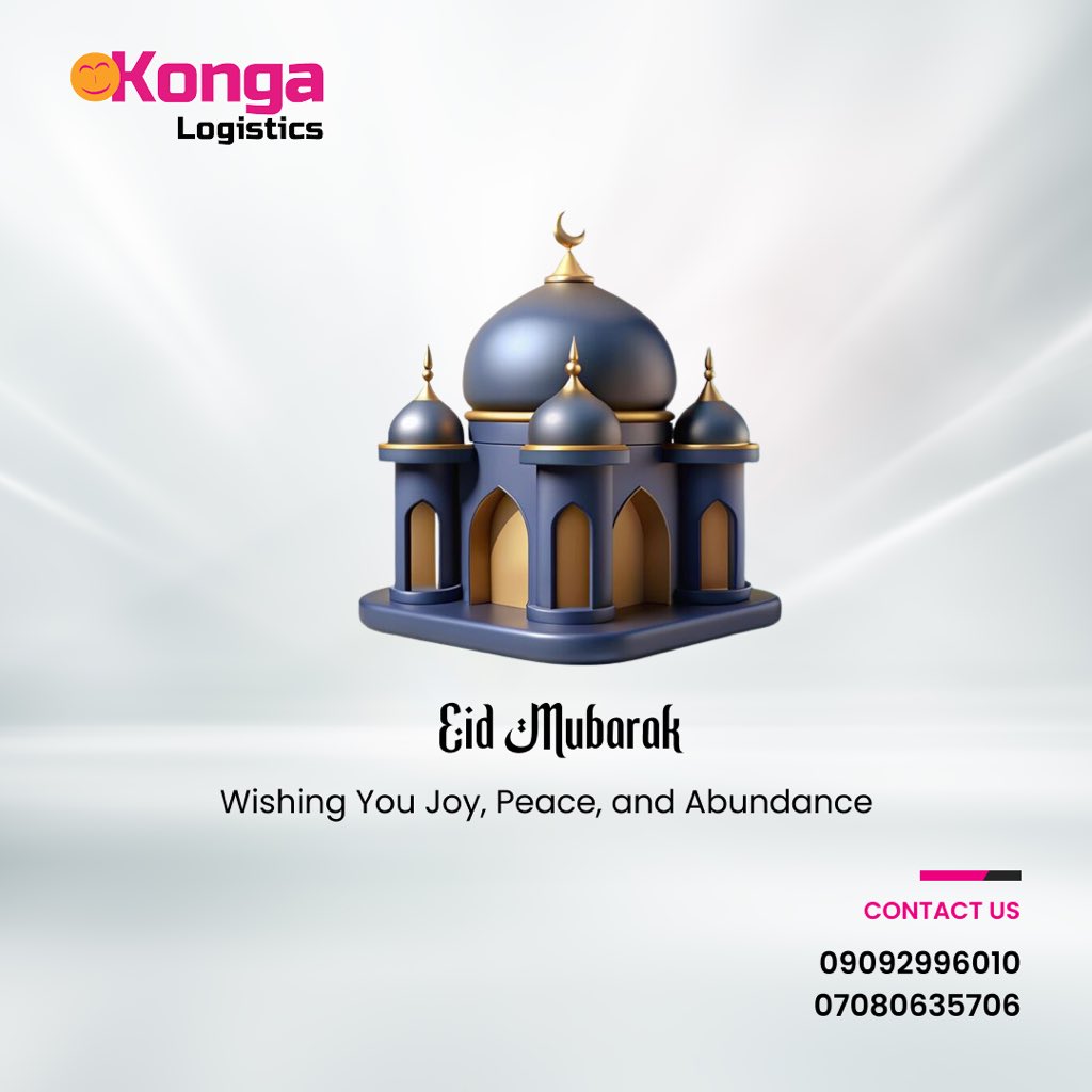 KongaLogistics's tweet photo. As we gather with loved ones to celebrate Eid al-Kabir, let's embrace the spirit of sacrifice, compassion, and unity. May this auspicious occasion bring joy, peace, and blessings to you and your family. Eid Mubarak from Konga Logistics! https://t.co/vp2n8cT4TH