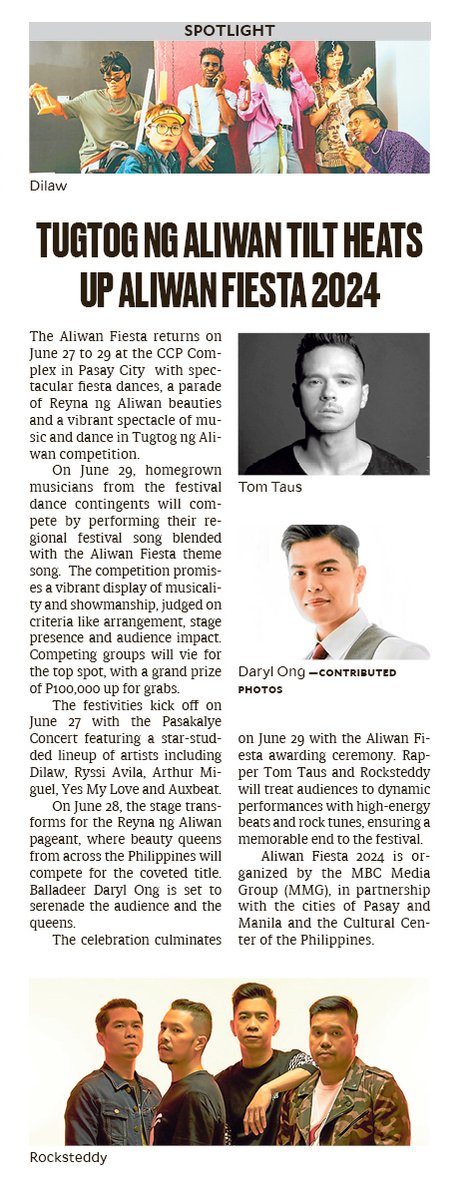 InqEnt's tweet photo. Tugtog ng Aliwan tilt heats up Aliwan Fiesta 2024
Read the story:
https://t.co/5ziL79wPYb
@InqEnt #AliwanFiesta #dilaw #RyssiAvila #ArthurMiguel #yesmylove #Auxbeat #TomTaus #Rocksteddy #MBC #DarylOng https://t.co/6EAxB1SaKq