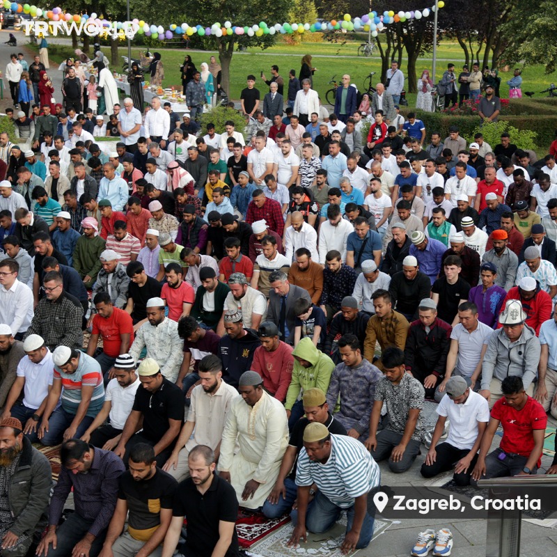 trtworld's tweet photo. Millions of Muslims around the world unite to perform the Eid al Adha prayer on June 16, kicking off celebrations for one of the two most important holidays in the Islamic calendar