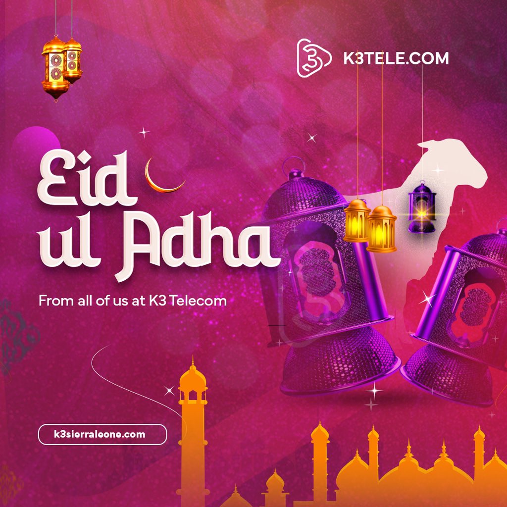 k3_sierra's tweet photo. Wishing you a blessed and joyous occasion filled with togetherness and connection from all of us at K3 Telecom.
 
#K3 #Eid Mubarak #EidWithK3Telecom https://t.co/OWHuvUHSYT