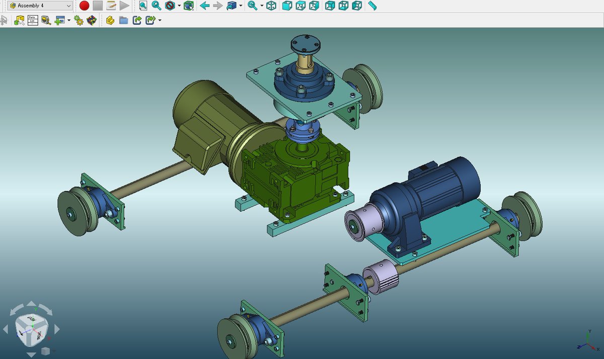 sy_paladin's tweet photo. #FreeCAD #Assembly4
空想メカ。
走行台車ターンテーブル装置。
駆動用のタイミングベルトは書いてありません。😅
走行レールは角鋼のエッジを利用します。🌴🌴 https://t.co/XE5vwvL17M