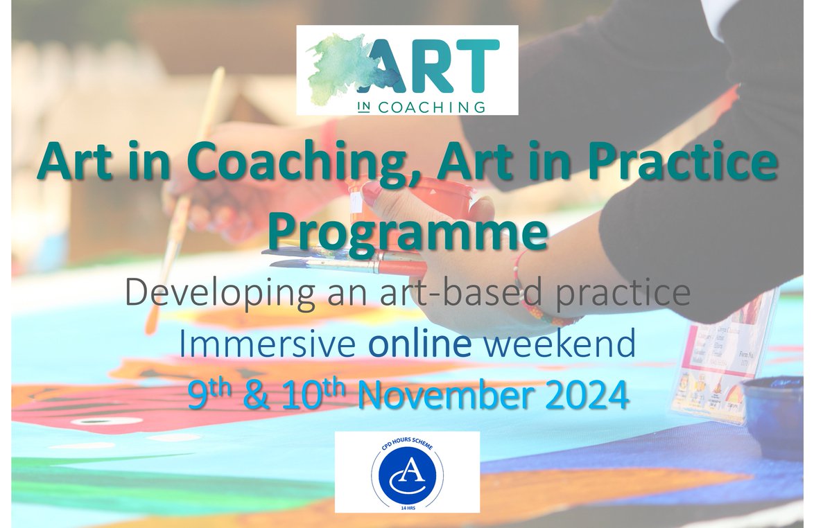 art_incoaching's tweet photo. Following feedback and understanding not everyone can take time out for weekday programmes, even programmes they would love to do😀, I am delighted to be running the Art in Coaching, Art in Practice online programme over the weekend of 9th November &amp; 10th November 2024. 👏 https://t.co/bpkRI2S5eS