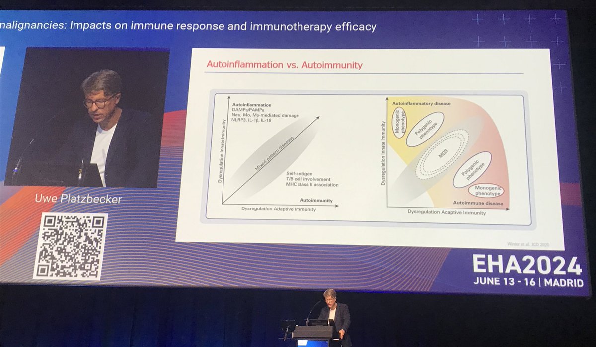 GuezguezL's tweet image. Compelling #EHA2023 session chaired by @SKordasti on how chronic #inflammation in #MDS #MPN #AML remodel the marrow #microenvironment towards driving disease progression and evidence for impact on #immunotherapy response, presented by @UwePlatzbecker @beth_psaila Marc Raaijmakers