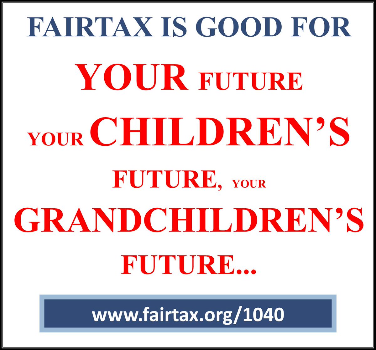 Keep 100% of what you earn. NO IRS. Citizens start each month at a 0% tax burden. Go FAIRtax.org/about/how-fair…