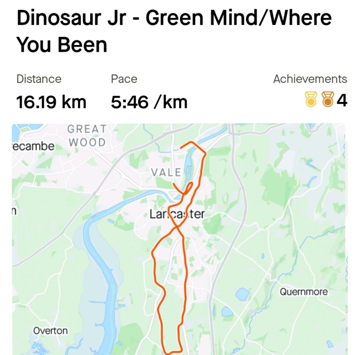 Cakesniffer77's tweet photo. 16km for #virtualrunclub Perfect running weather, overcast with slight drizzle occasionally, but warm. Thought I'd accidentally joined another organised race at one point but all was good this time! 21 dogs 1.3DpKm @runningpunks listened to @dinosaurjr - Green Mind/Where You Been https://t.co/G7mqxVCYq4