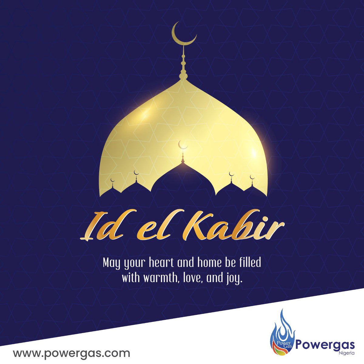 PowergasNig's tweet photo. Wishing everyone a joyous Id el Kabir filled with peace, love, and happiness. May this special day bring you closer to your loved ones and strengthen your faith.
#PowergasNigeria #IdelKabir #PowergasTeam #CNGNEWS #CNGtrending #Uninterruptedpowersource #Stablefuel https://t.co/yb4iEDwuQO
