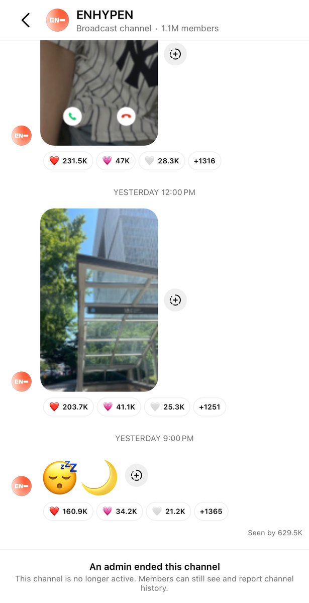 enhypenupdates's tweet photo. [INFO] 240616

After 8 days, ENHYPEN has ended their Broadcast Channel on Instagram with 1.1M members.

The channel is no longer active, but members can still see its history.

@ENHYPEN_members @ENHYPEN #ENHYPEN #엔하이픈 https://t.co/IBDE2PPBGH