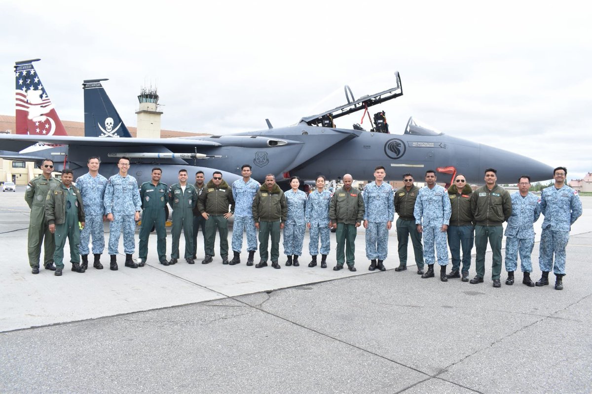 proshillong's tweet photo. #IndianArmedForces
#ExerciseRedFlag
#IAF team deinducts after participation in Exercise Red Flag 2024 at @EielsonAirForce , Alaska, #USA. On the way back, the IAF team participates in Air Force exercise with AF elements of #Greece & #Egypt before landing in India on 24 June 24. https://t.co/2XvGf3Bw29