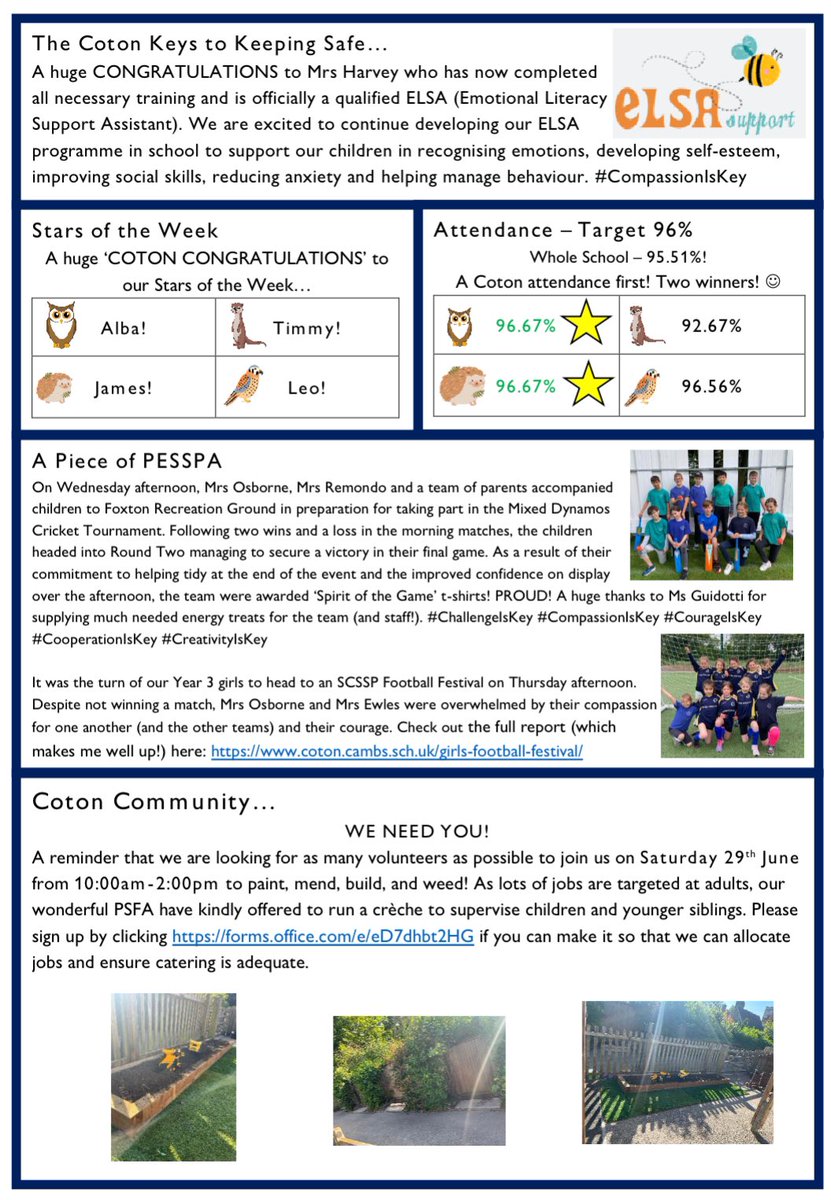 CotonCofE's tweet photo. A little later than normal (too busy dancing at the PSFA Disco on Friday) but a copy of last week’s Coton Key! #CooperationIsKey https://t.co/y8ACDUDt0k