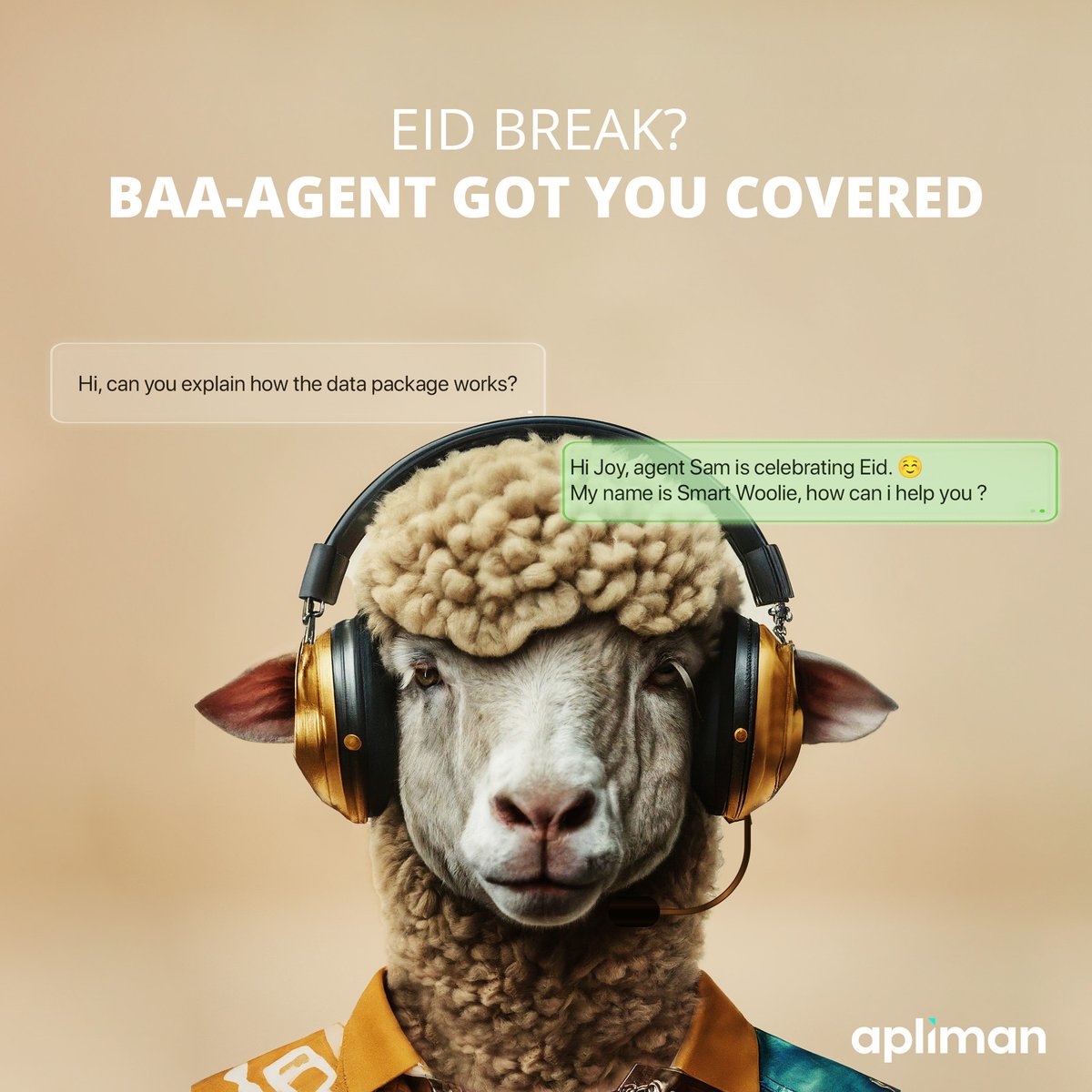 AplimanTech's tweet photo. Eid Mubarak! Get instant solutions with our Smart Agent ! Better support, happier customers.
#EidMubarak #SmartSupport #CustomerService #MessagingCampaigns #BetterEngagement #HigherConversions #TelecomSolutions https://t.co/fqKwbfWYLA
