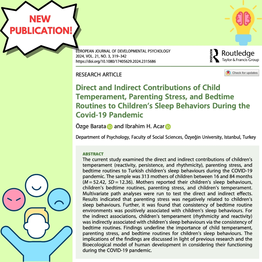 OzuPsych's tweet photo. 📑 🔎 The findings of the thesis study conducted by Özge Barata, who is a graduate of our master’s program in Applied Developmental Psychology, under the supervision of Assoc. Prof. İbrahim Hakkı Acar, has been published in the European Journal of Developmental Psychology.💫 https://t.co/KPojwNgZm2