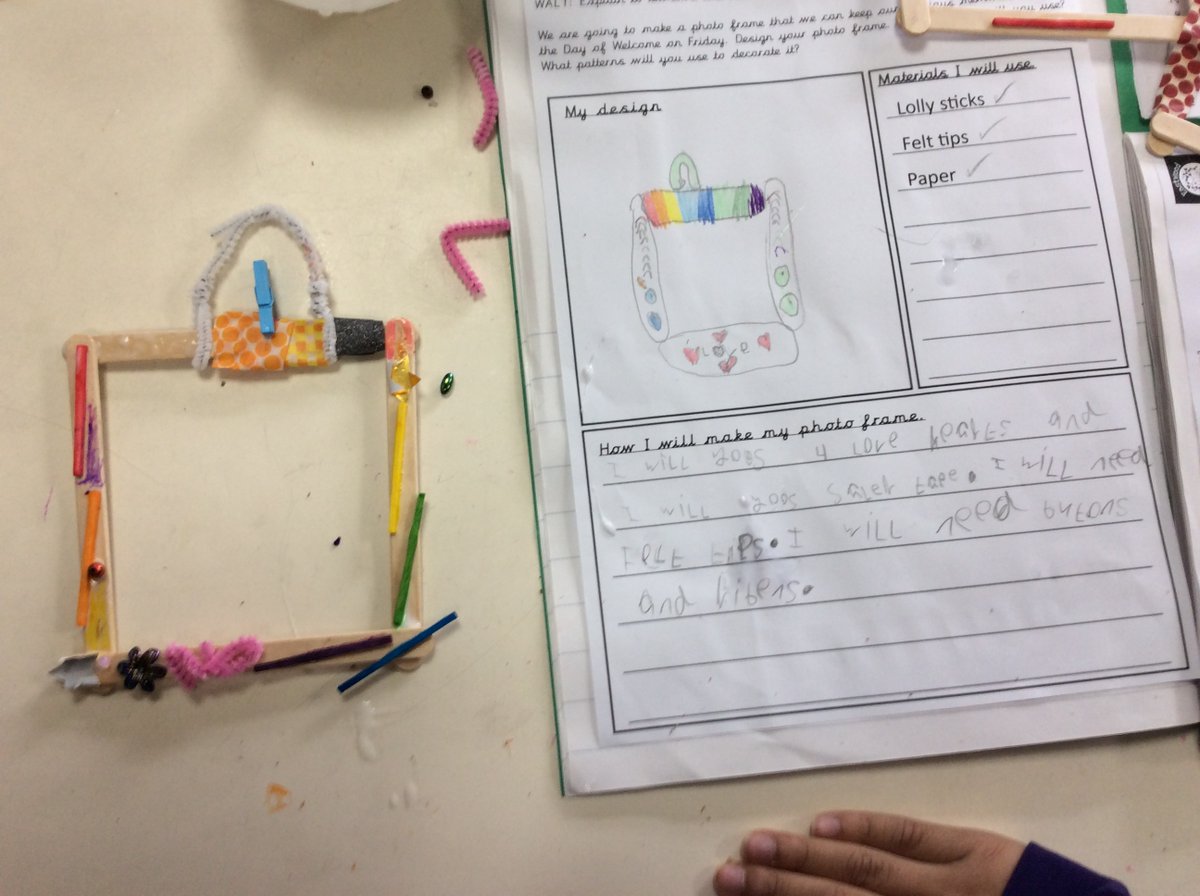 ECS_Keighley's tweet photo. Year 1 made and decorated photo frames with their friends and families for our Day of Welcome.  @SchsofSanctuary #DayOfWelcome #TreasuredMemories #OurHome https://t.co/bjdUWeN1z0