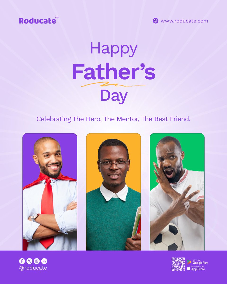 roducate's tweet photo. Today, we honour the dads who nurture curiosity, foster learning, and encourage dreams. Thank you for being the guiding lights in our Educational journey.
#FathersDay #Dad #Roducate https://t.co/TQBwA6t0Az
