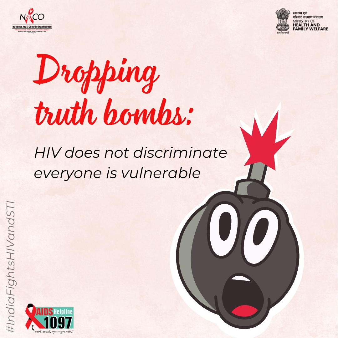 NACOINDIA's tweet photo. HIV doesn’t care who you are. Call 1097 and have correct information about HIV.

#IndiaFightsHIVandSTI #KnowFacts #KnowHIV #Condom #SafeSex #SafeBehavior #Future #CorrectInformation #Awareness #campaign

@MoHFW_INDIA https://t.co/n8NQ7imQf9