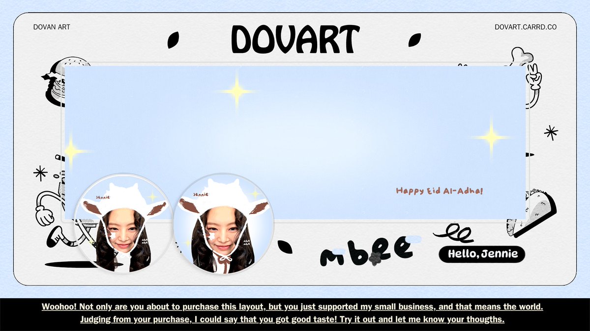ㅤㅤ
› any interaction will be appreciated!

mbee ready stock layout, spesial Idul Adha. 8k/each, get 2 ava jpng, free replacement text, free recolor. please dm directly to order it.

karina jennie #zonauang 
ㅤㅤ
