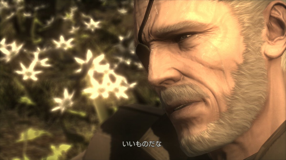 MGS4のラストシーンでビッグボスがぽつりと呟く「いいものだな」 ゲーム中でもその意味 を察する事は出来るのですが脚本を書籍化したシナリオブックを見ると(親子は、葉巻は)となっていて二つの意味が込められている事が書かれているんですよね。  #父の日