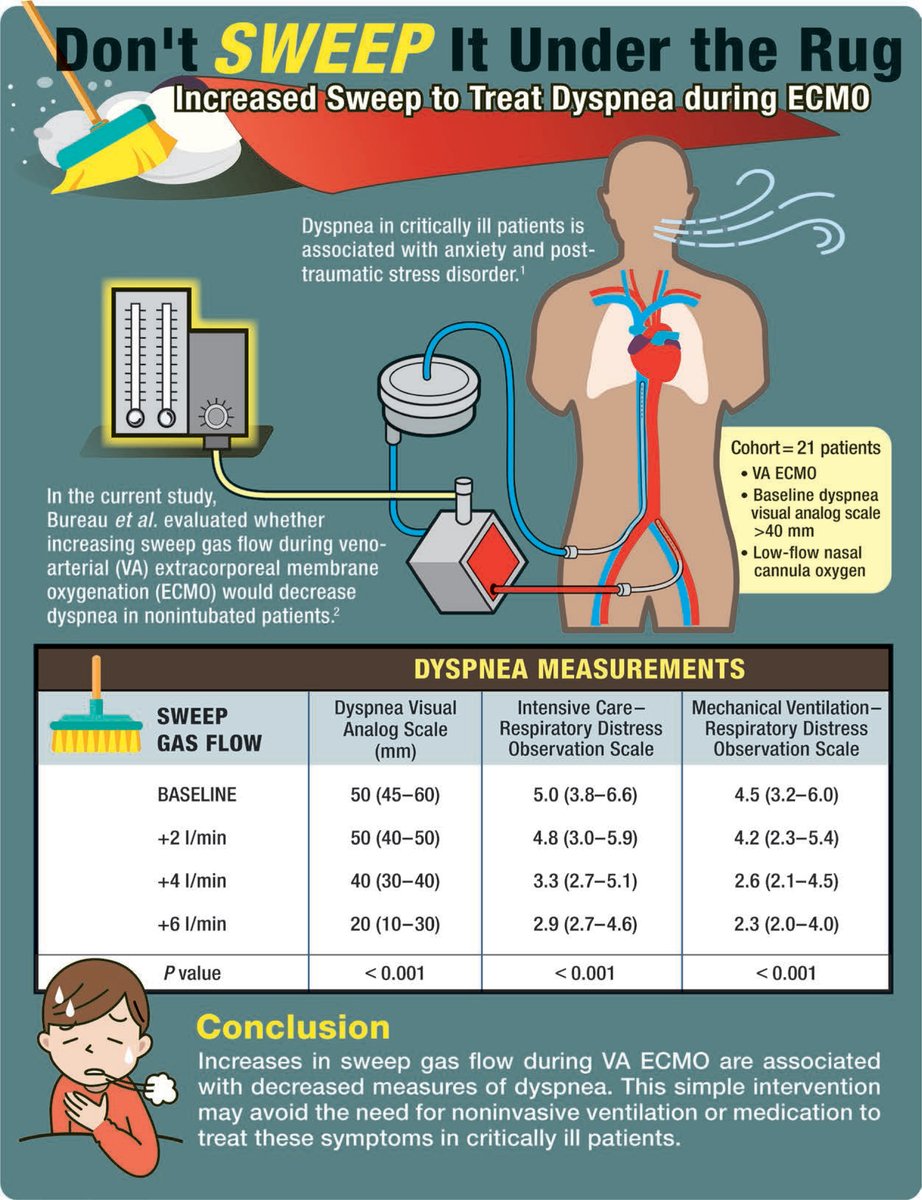 #Infographic in #Anesthesiology - Don’t Sweep It Under the Rug: Increased Sweep to Treat Dyspnea during ECMO 🎨 ow.ly/LT2G50Sj7LI